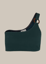 Textured Tort Ring Bikini Top Dark Green