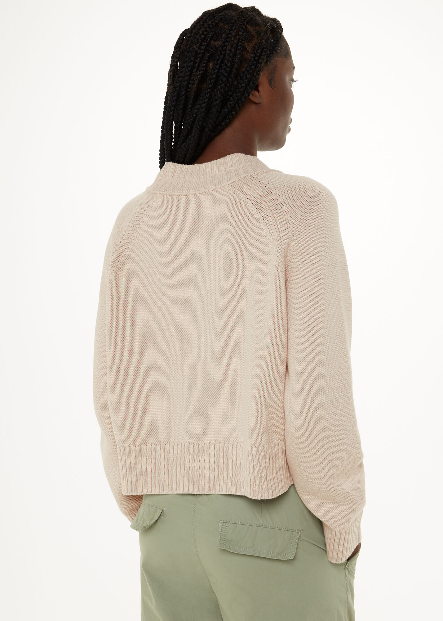 Ivory Ribbed Detail Cotton Cardigan WHISTLES