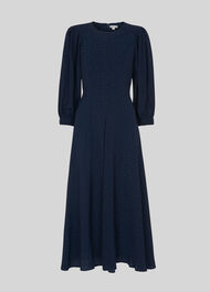 Fay Animal Jacquard Midi Dress Navy