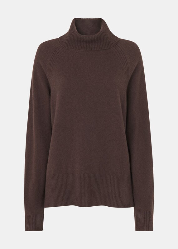 Brown Cashmere Turtleneck Sweater