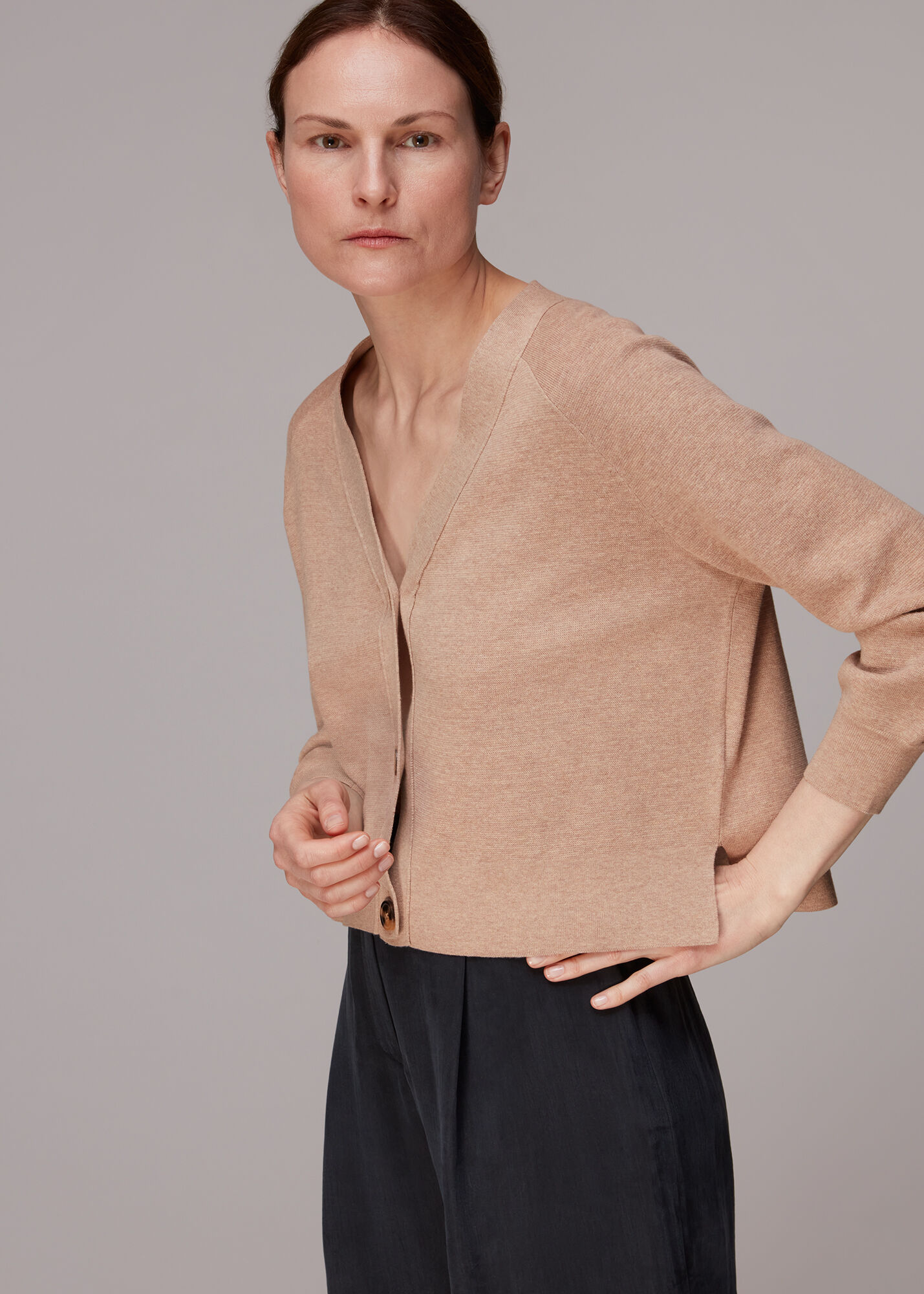 Neutral Button Through Cardigan WHISTLES