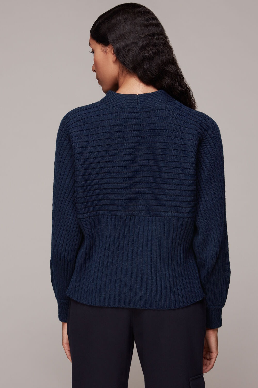 Contrasting Rib Funnel Neck