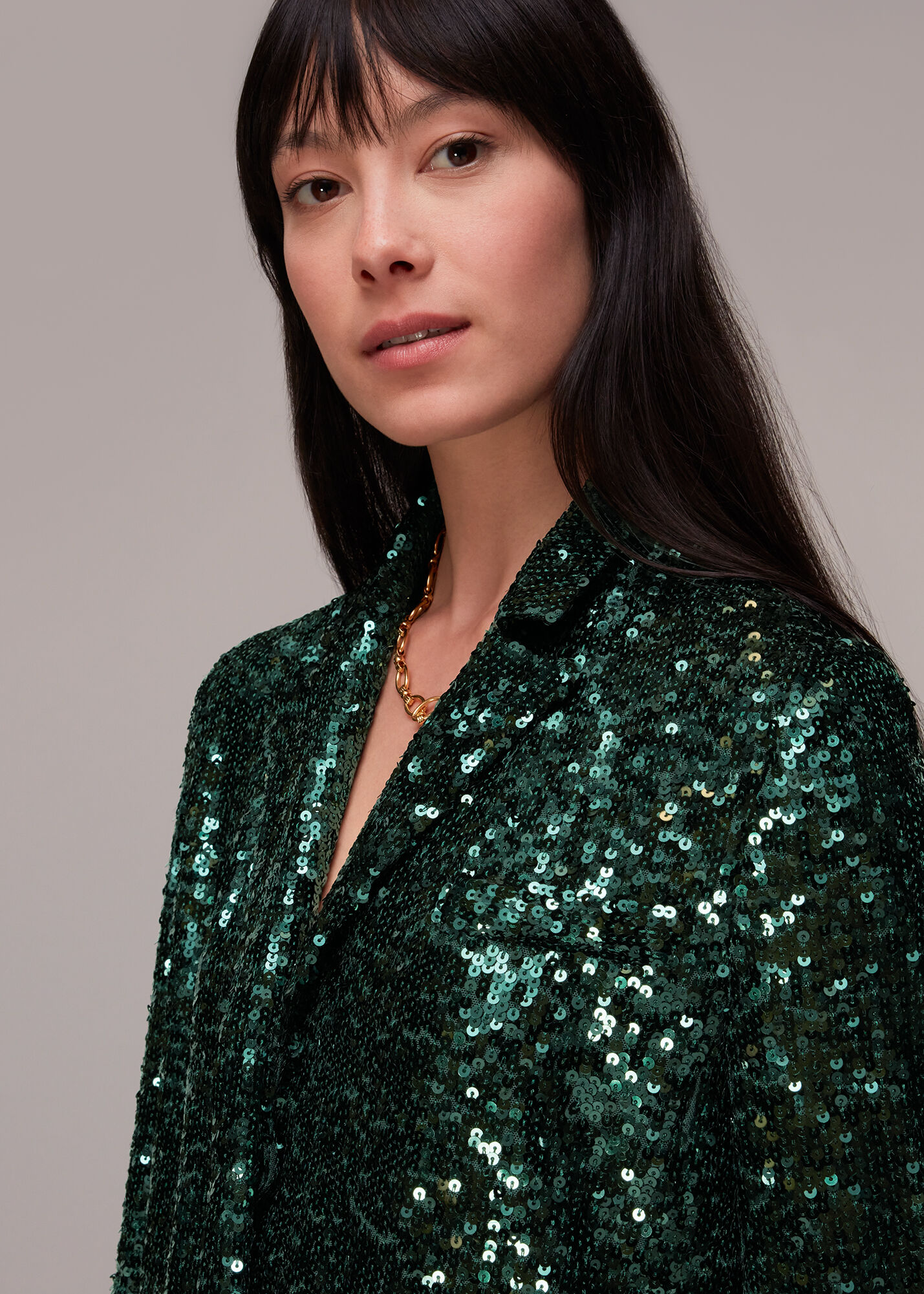 Green sales sequin blazer
