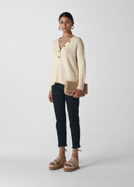 Button Detail Rib Knit Neutral