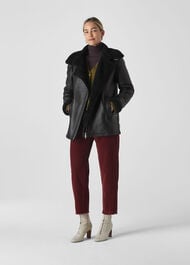 Shearling Brianna Biker Jacket Black