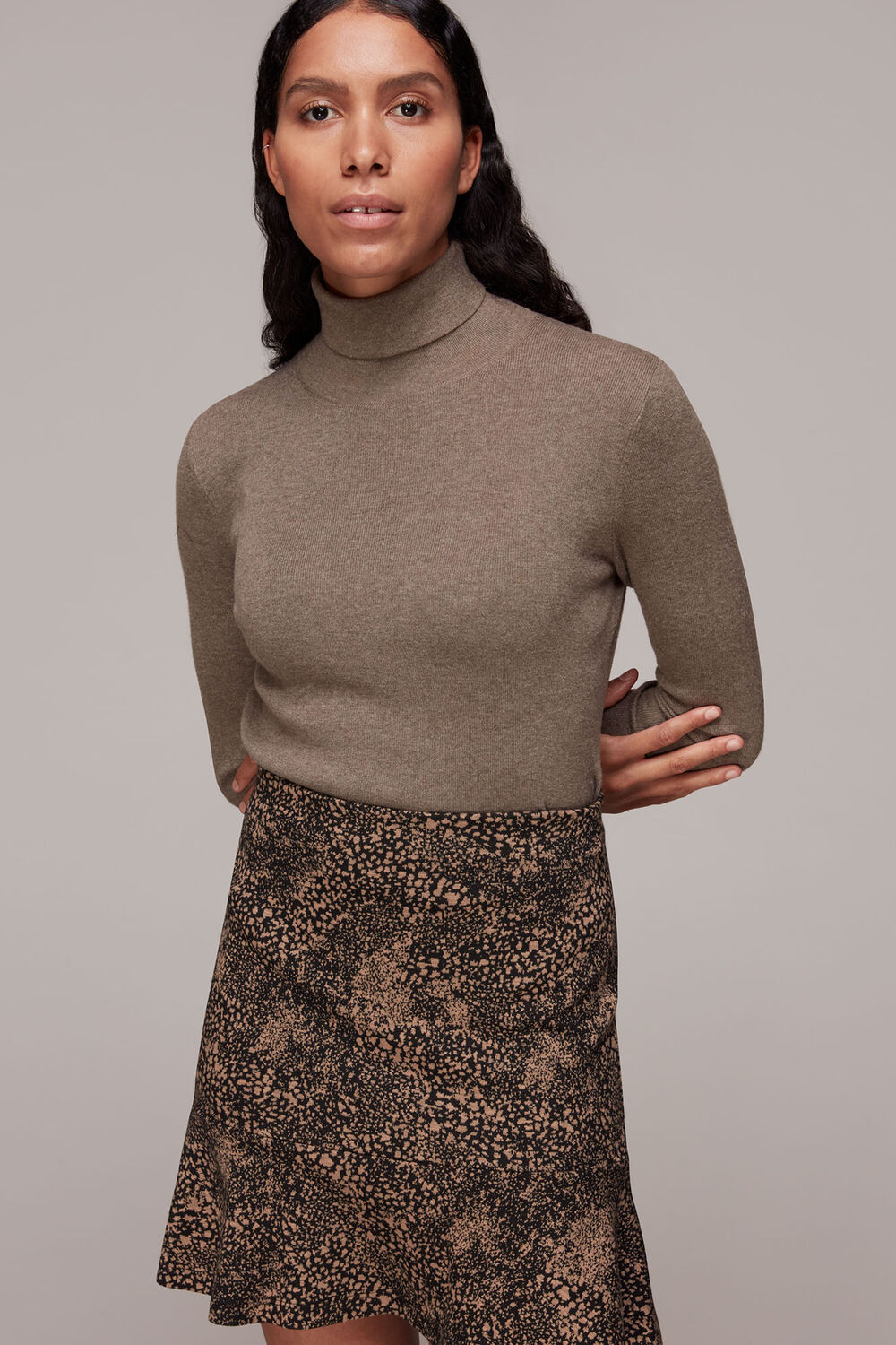 Jacquard Leopard Flippy Skirt