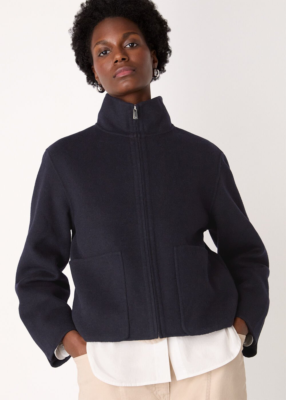 Funnel Neck Double Face Jacket