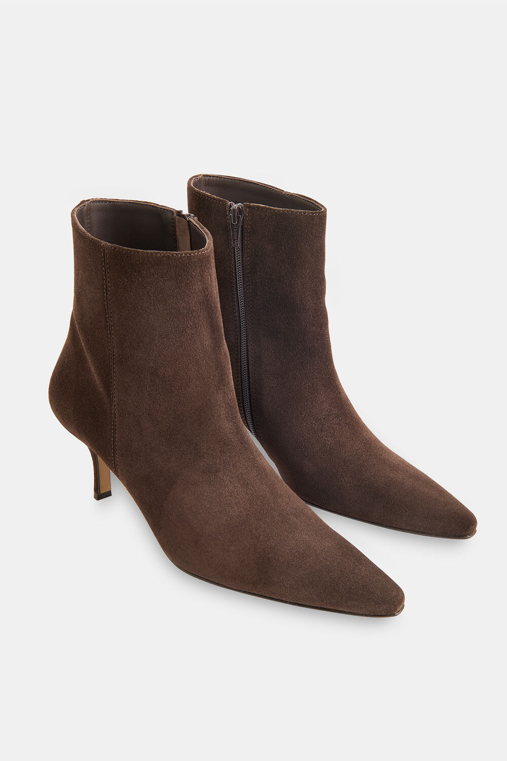 Chocolate Suede Pointed Heeled Boot