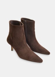 Suede Pointed Kitten Heel Boot