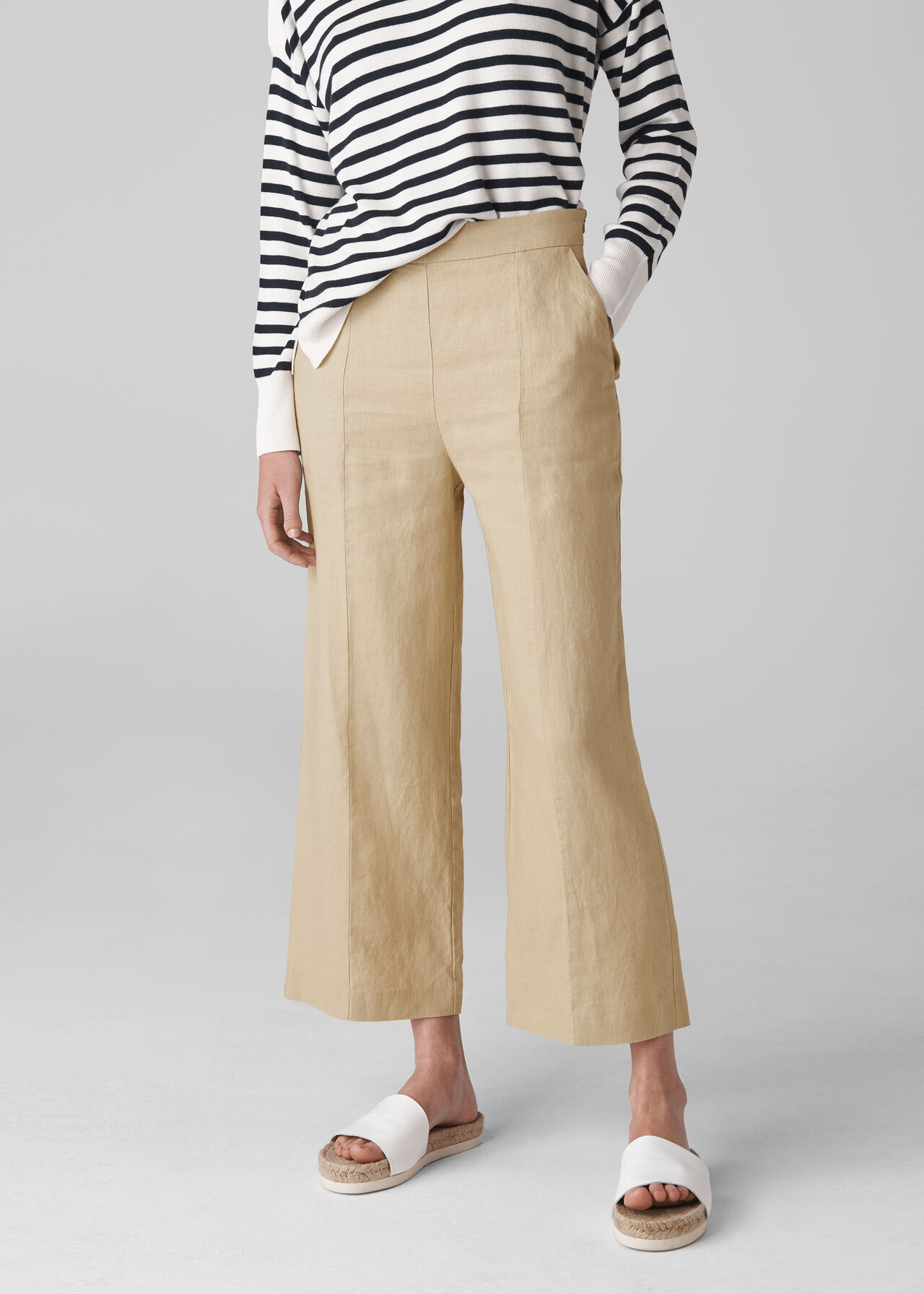 Linen Crop Wide Leg Neutral