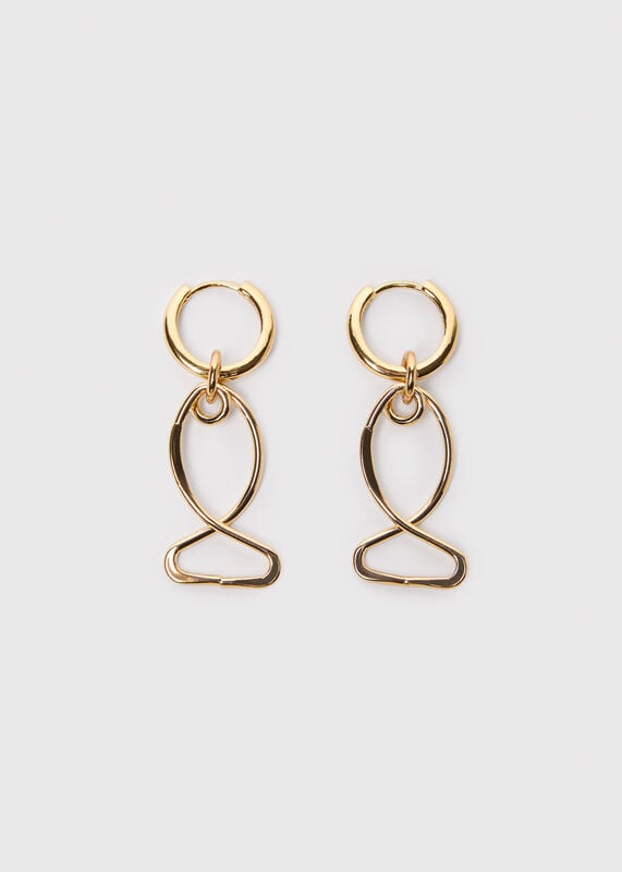 Gold Fish Outline Hoop Earring
