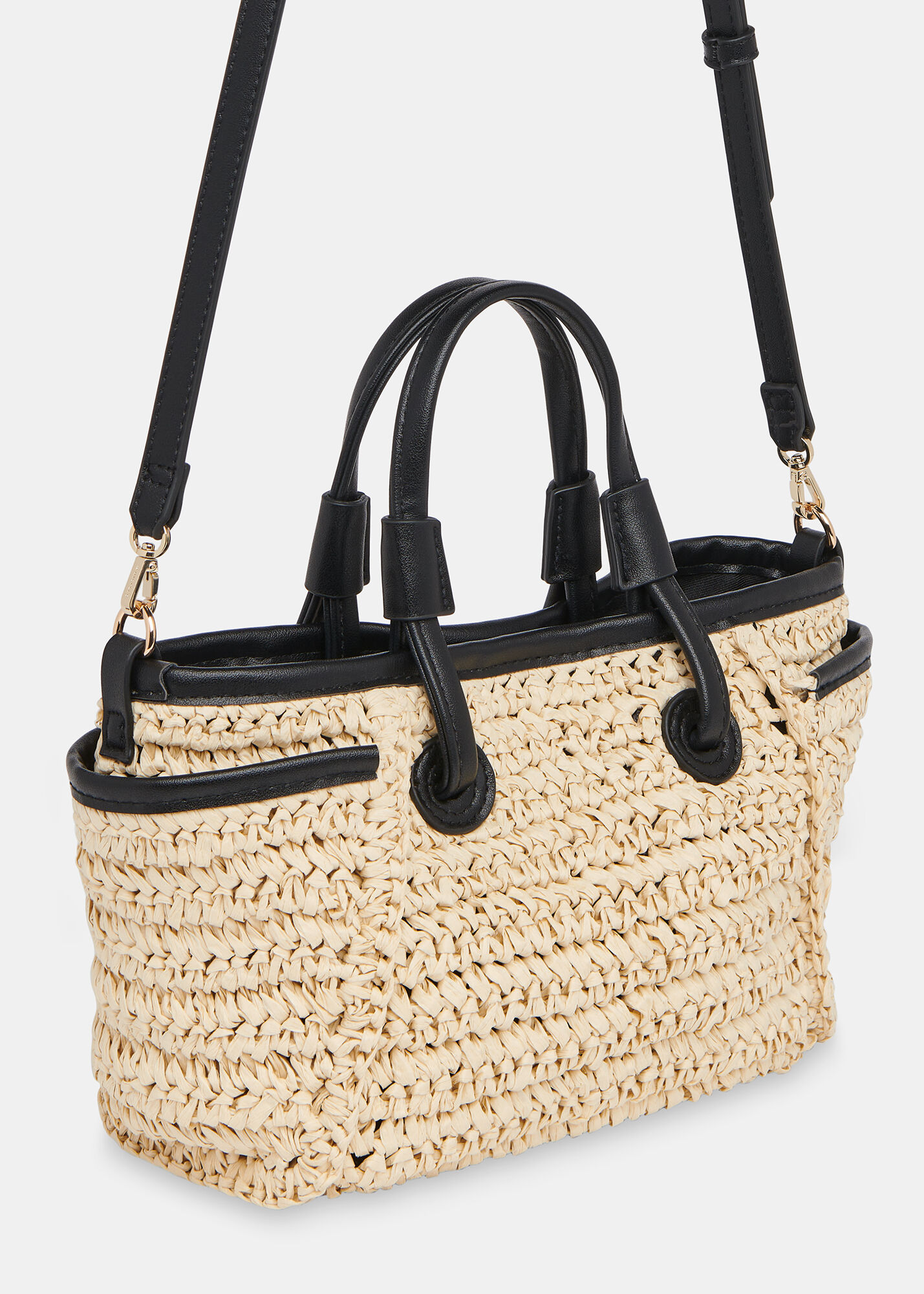 Neutral Aylin Mini Straw Tote Bag | WHISTLES | Whistles US |