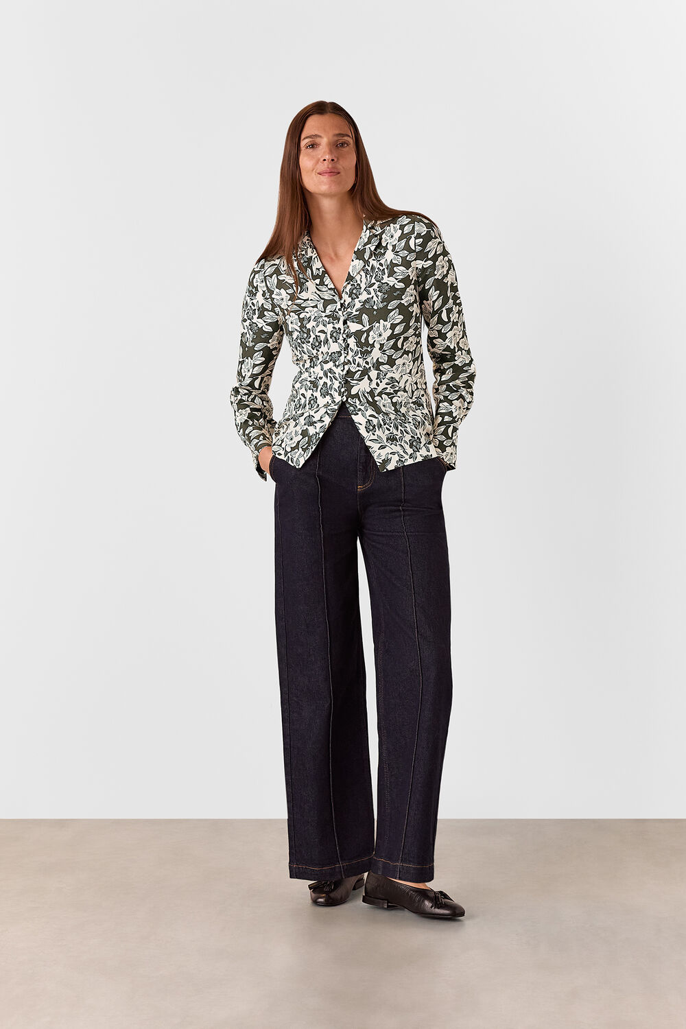 Cut Stems Button Down Blouse