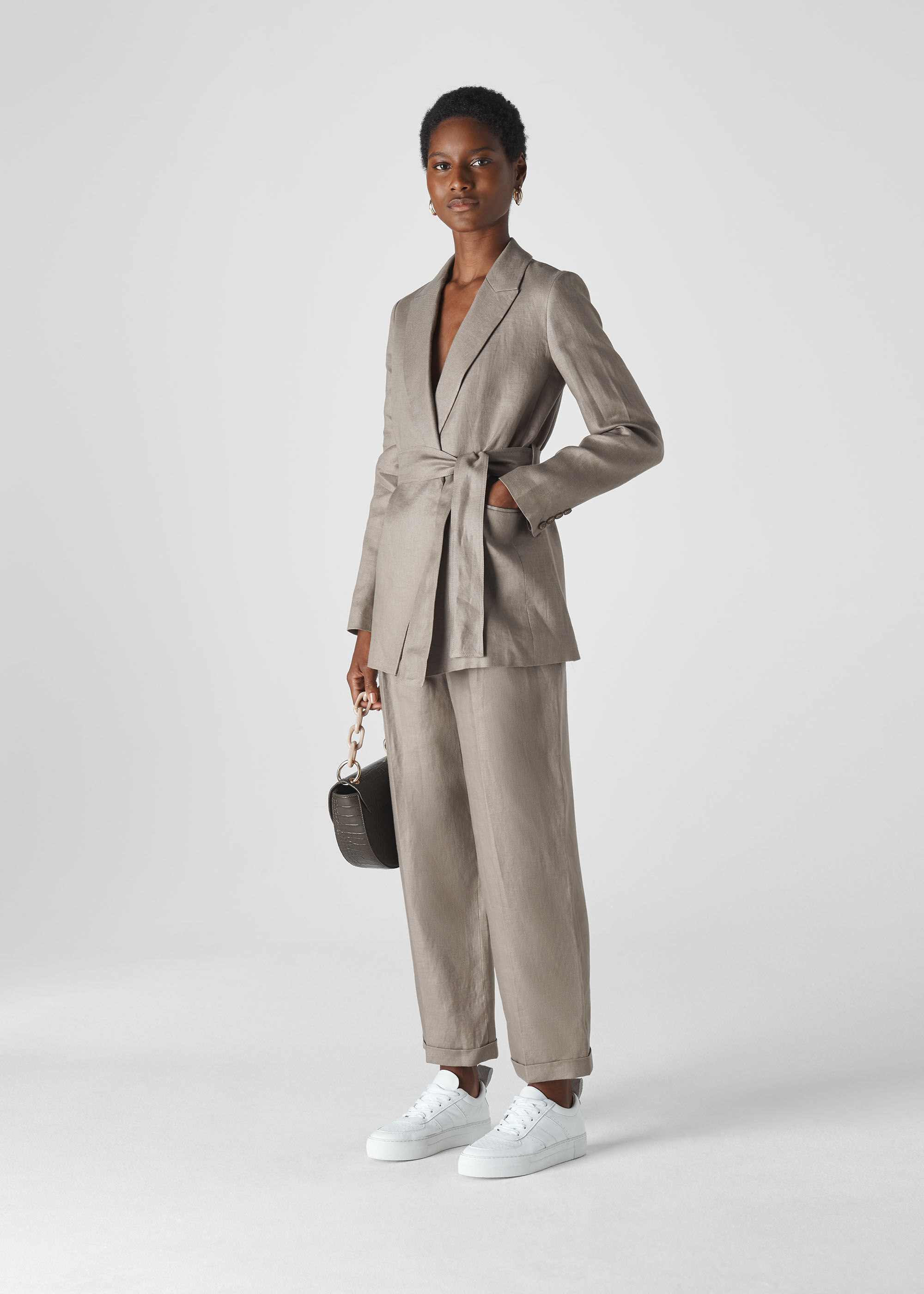 Grey linen blazer discount