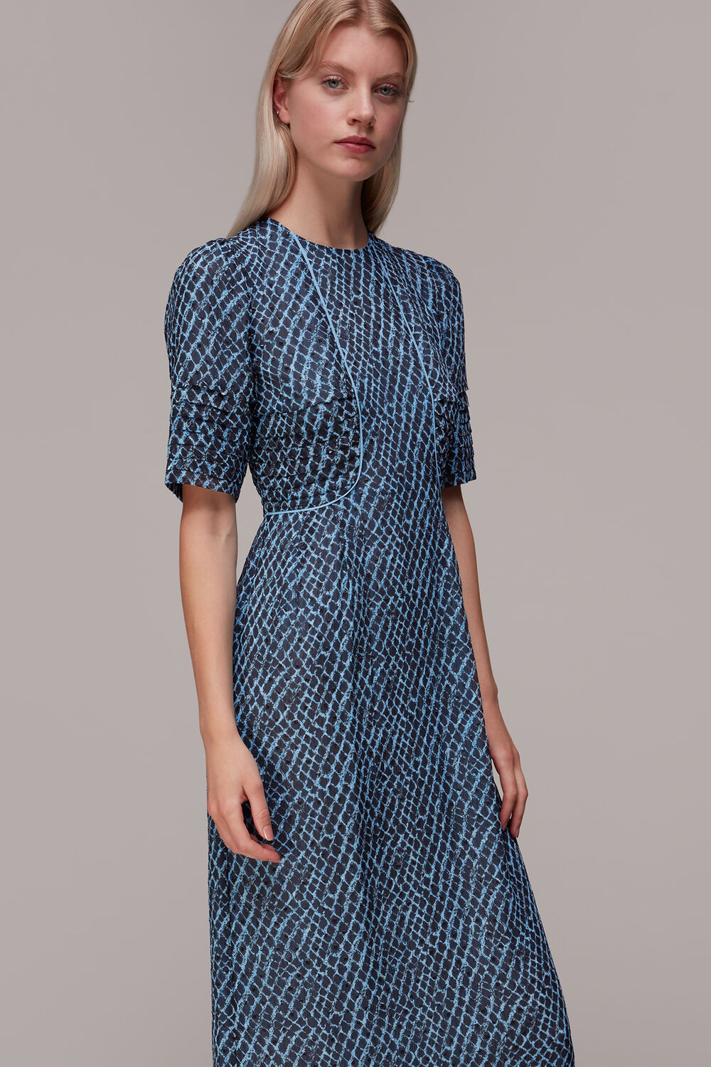 Brushed Geo Print Dobby Dress