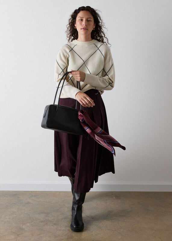 Plum Petite Wool Blend Pleated Kilt Skirt