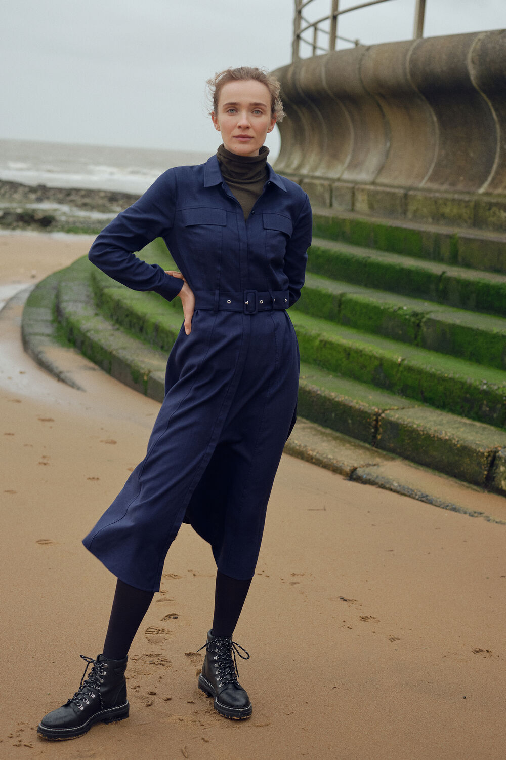 Military Shirt Dress Navy