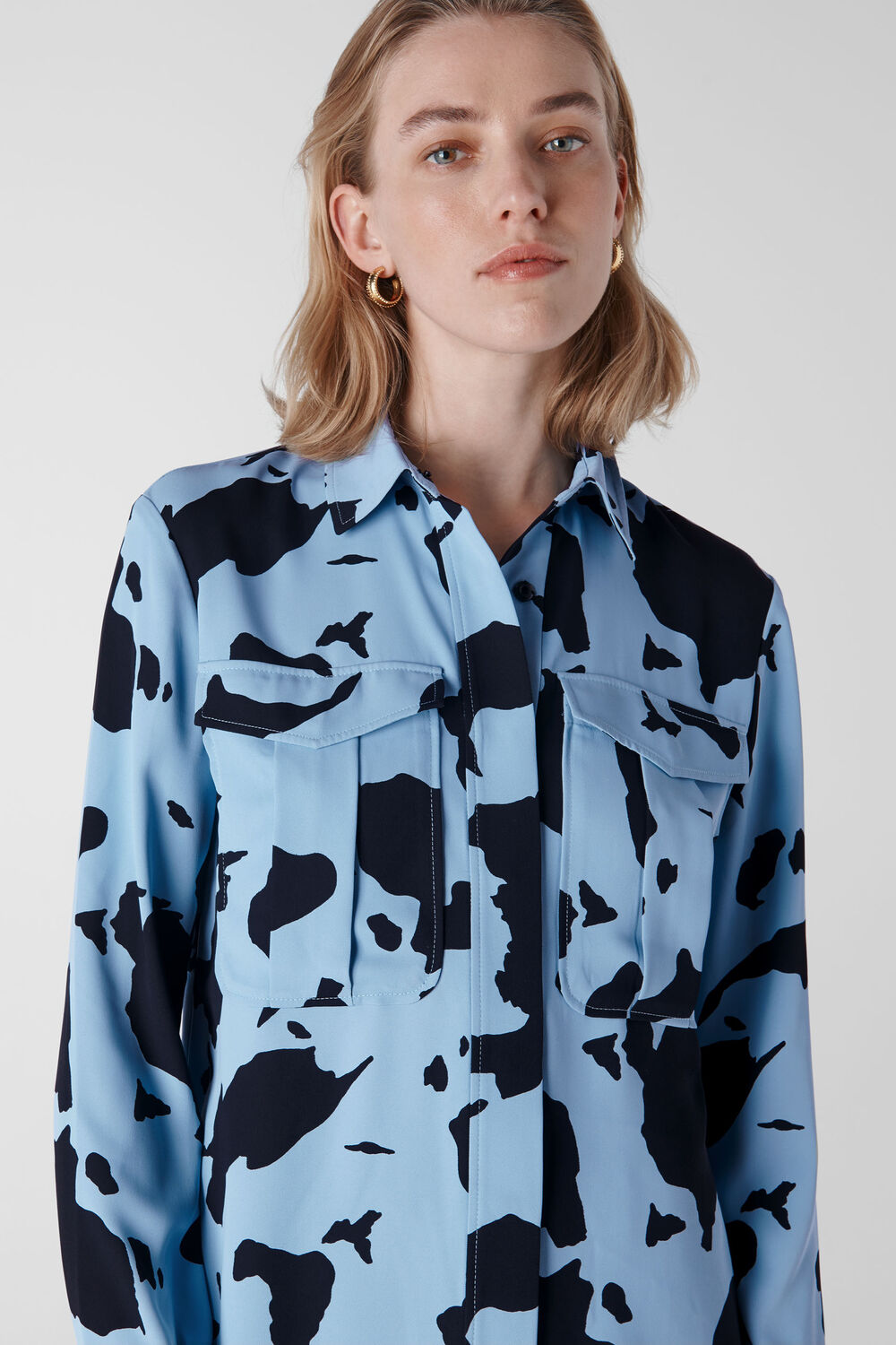 Cow Print Military Shirt Blue/Multi