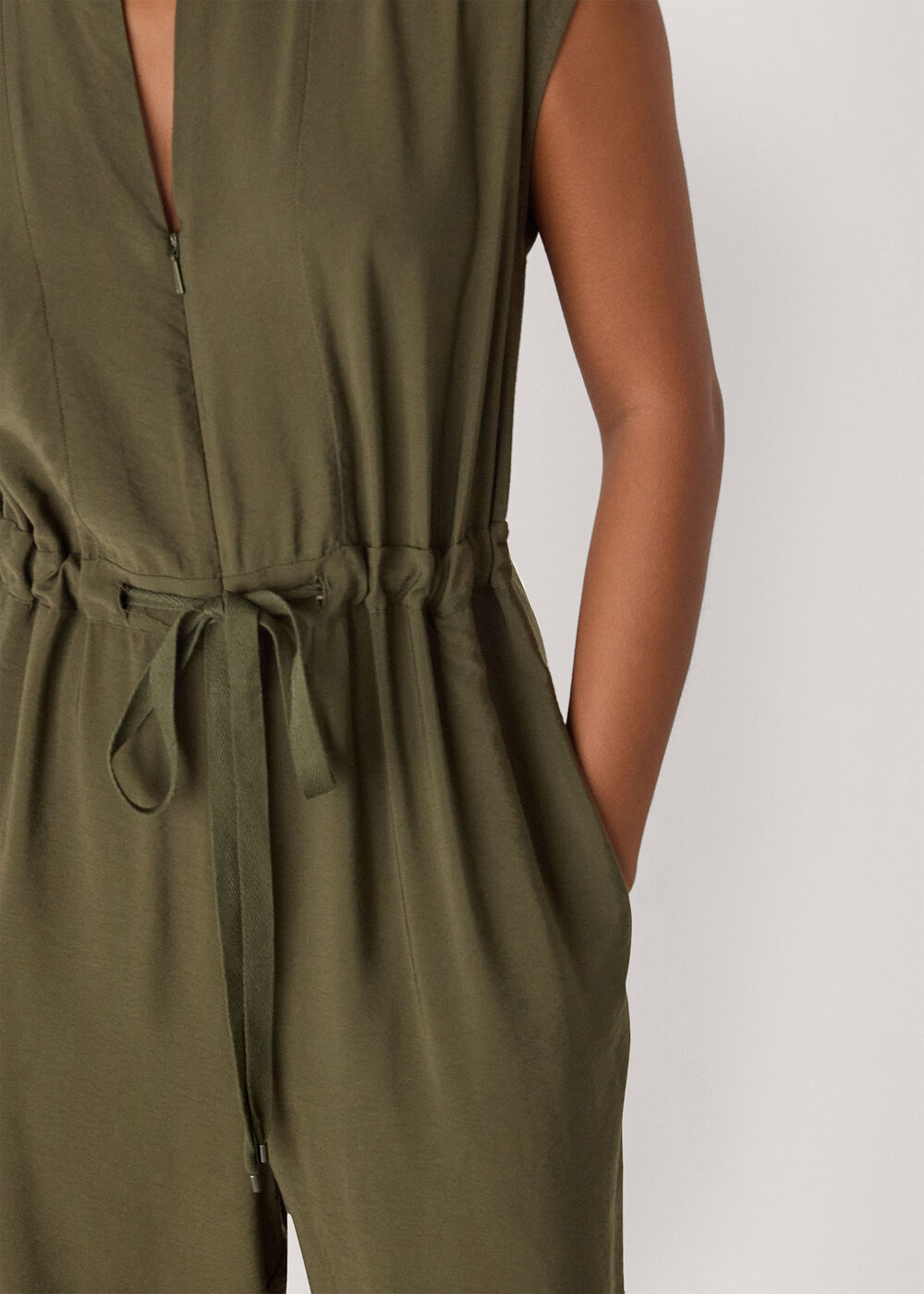 Petite Sleeveless Drawstring Jumpsuit