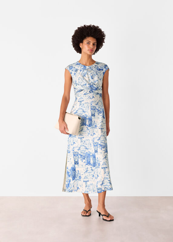 Blue Rome Print Midi Dress
