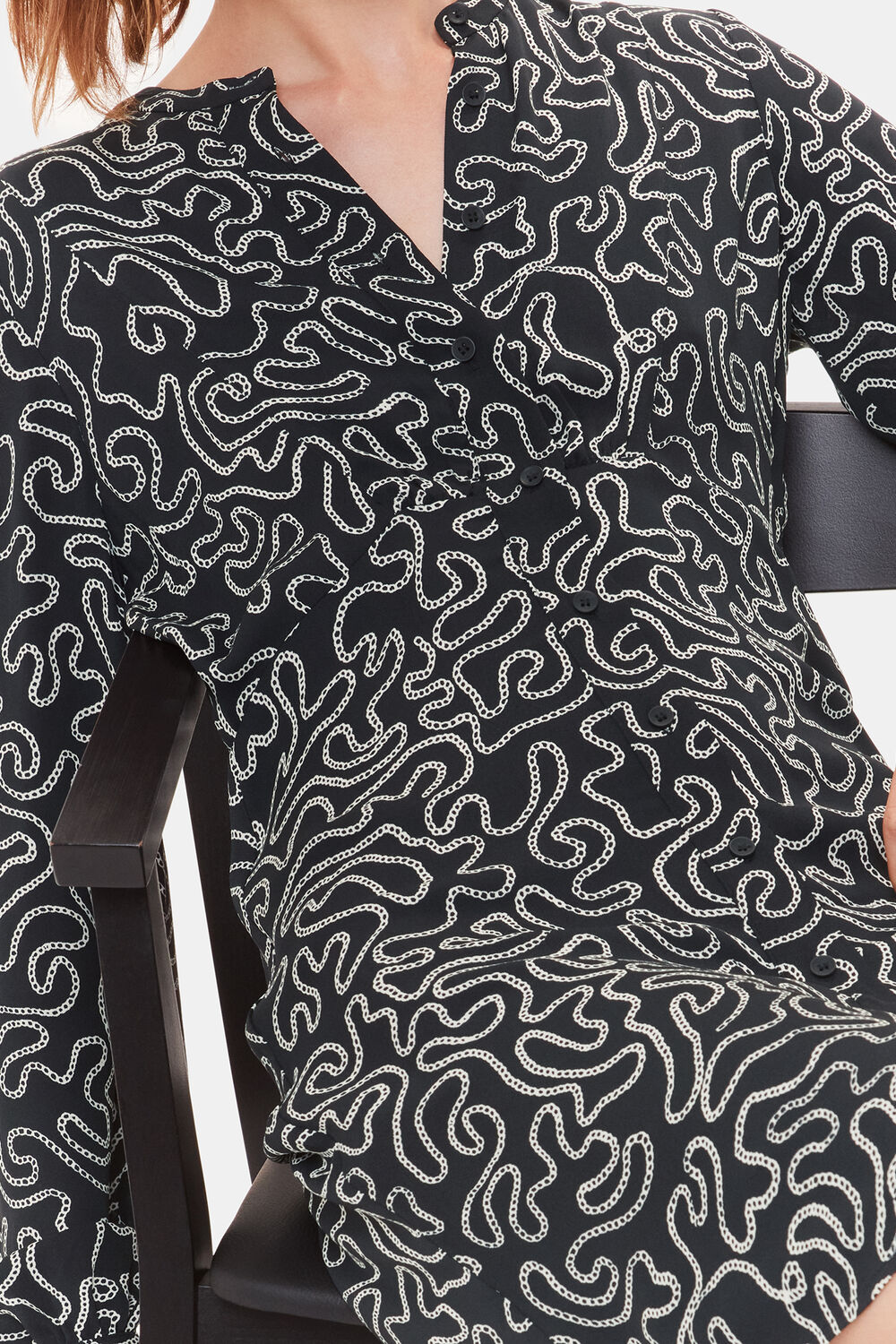 Black Chain Print Flippy Dress