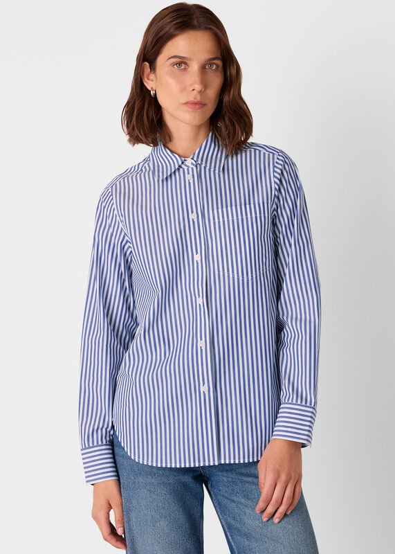 Blue Relaxed Fit Stripe Shirt