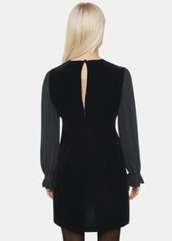 Petite Velvet Pleat Sleeve Mini Dress