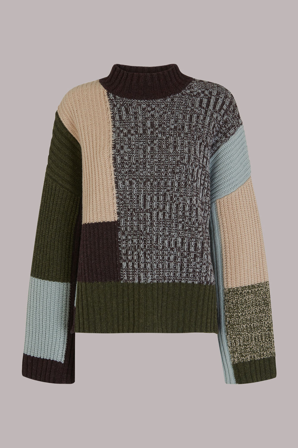 Patchwork Funnel Neck Jumper