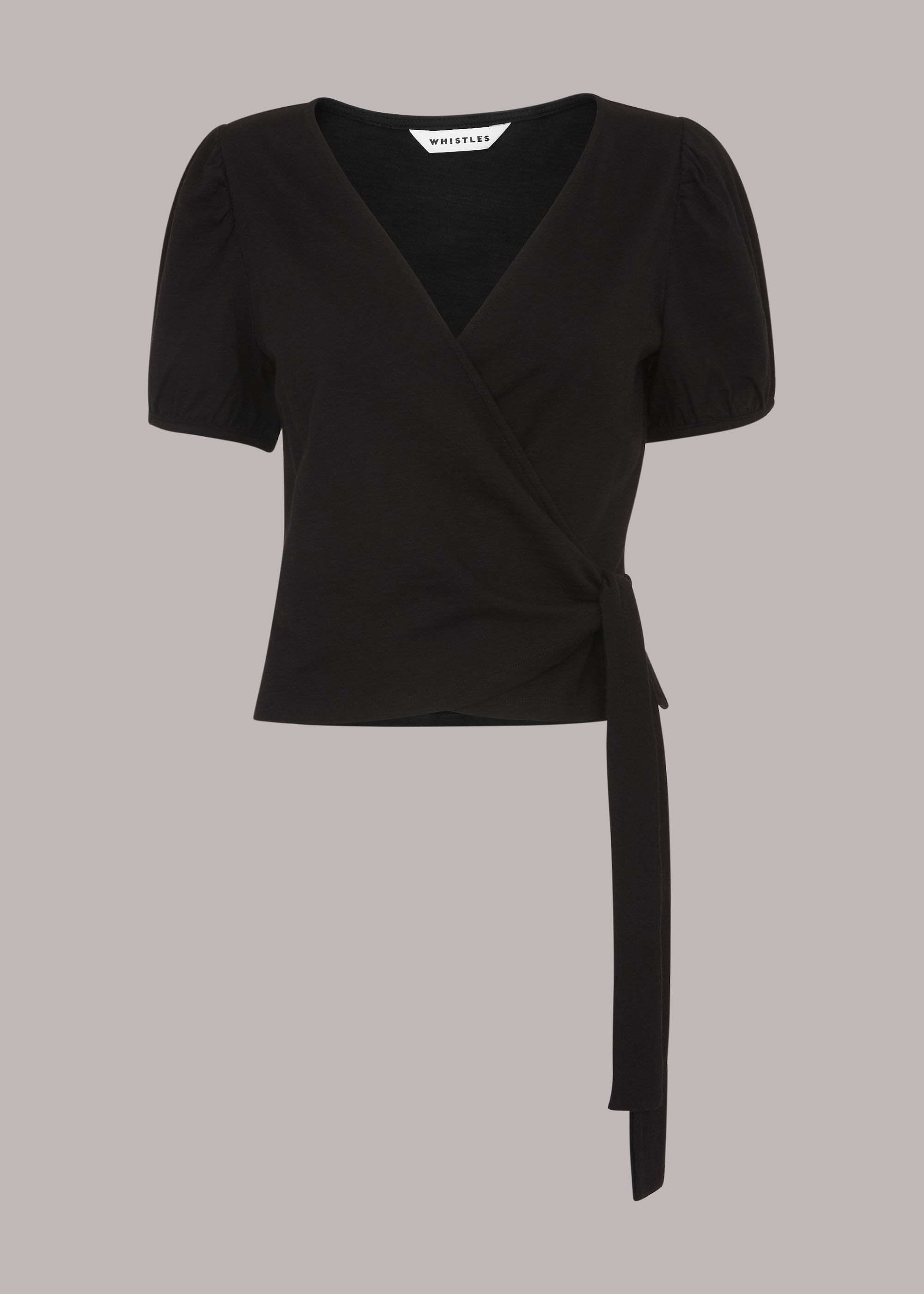 トップス Organic cotton wrap top (black) Black Cotton Wrap Top | WHISTLES | Whistles US |