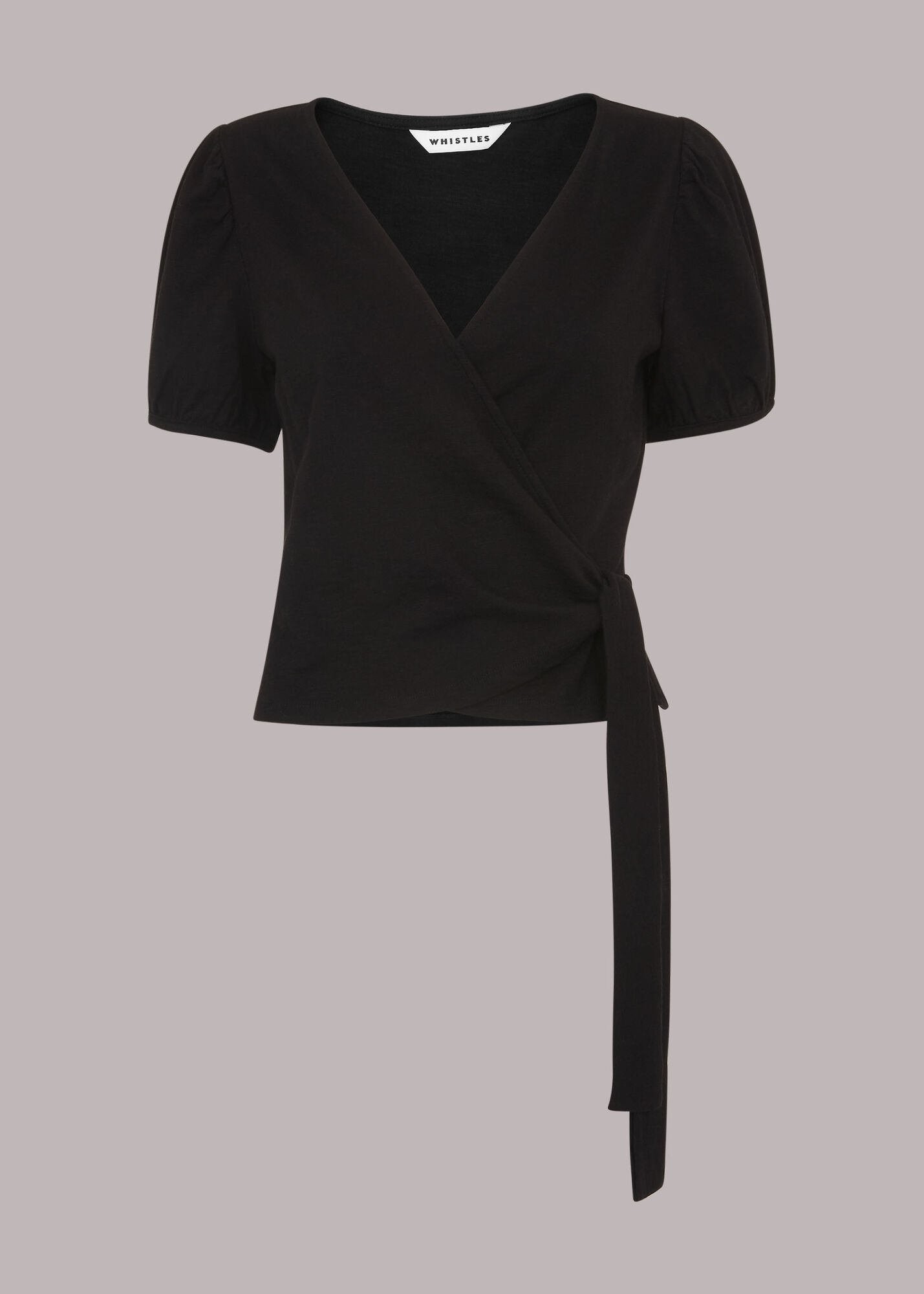 Black Cotton Wrap Top WHISTLES