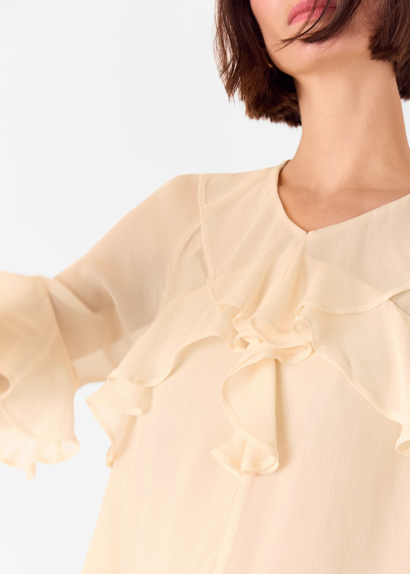 Ivory Ruffle Frill Blouse | WHISTLES | Whistles US |