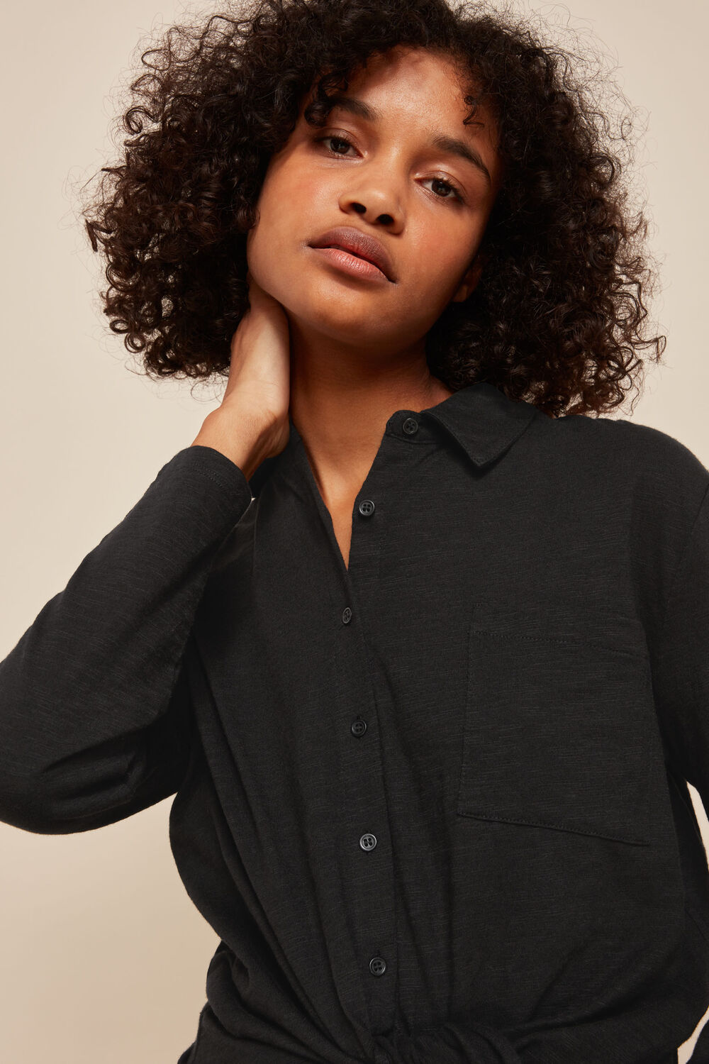 Tie Front Button Down Shirt