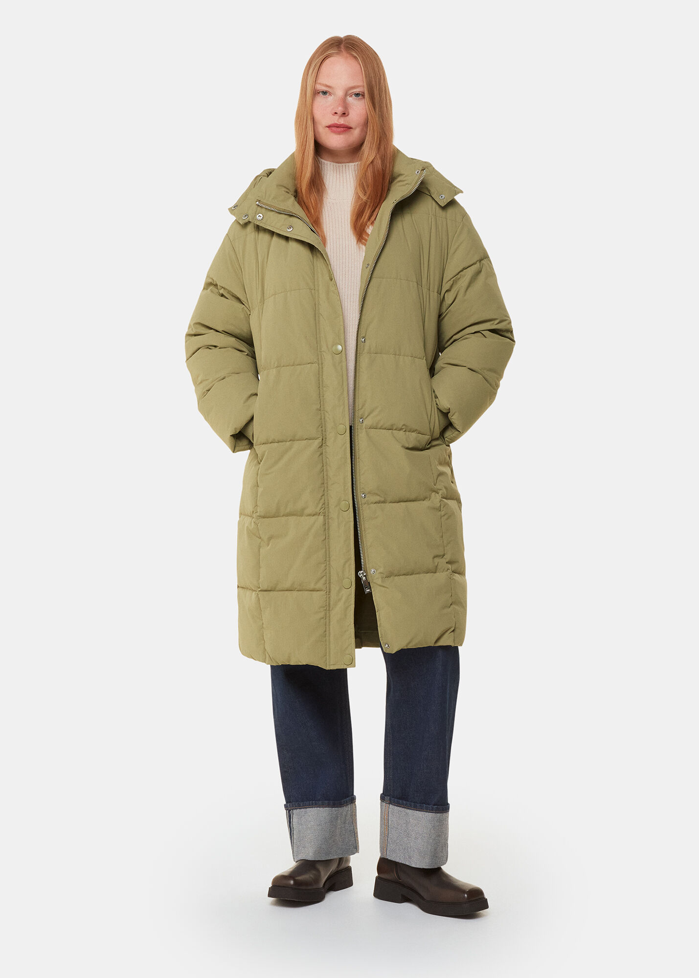 Khaki Una Puffa Coat WHISTLES Whistles UK