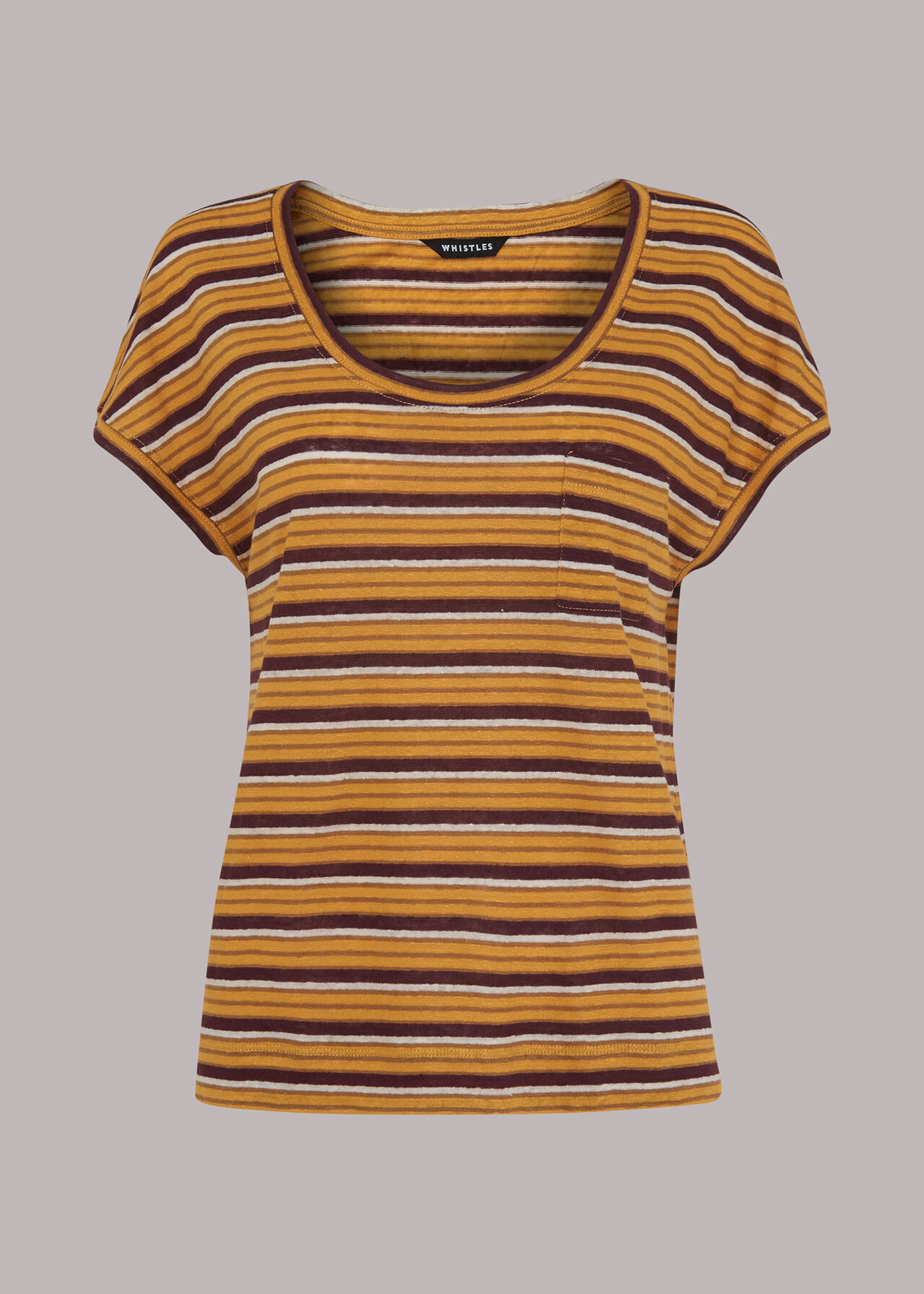 Linen Stripe Scoop Neck Tee