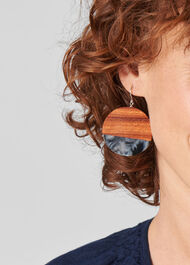 Wood And Marble Disc Earring Black/Multi