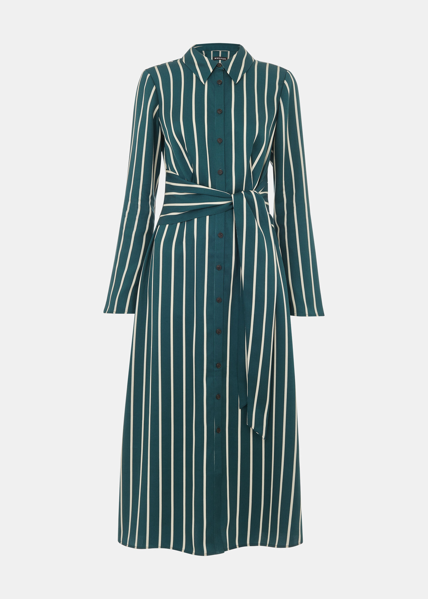 Whistles stripe sales wrap shirt dress