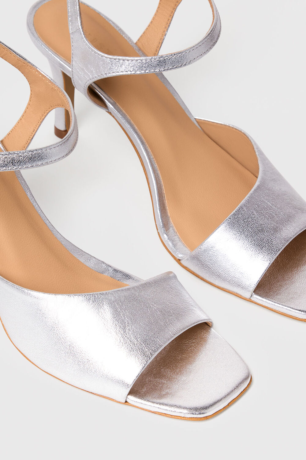 Silver Asymmetric High Heeled Sandal