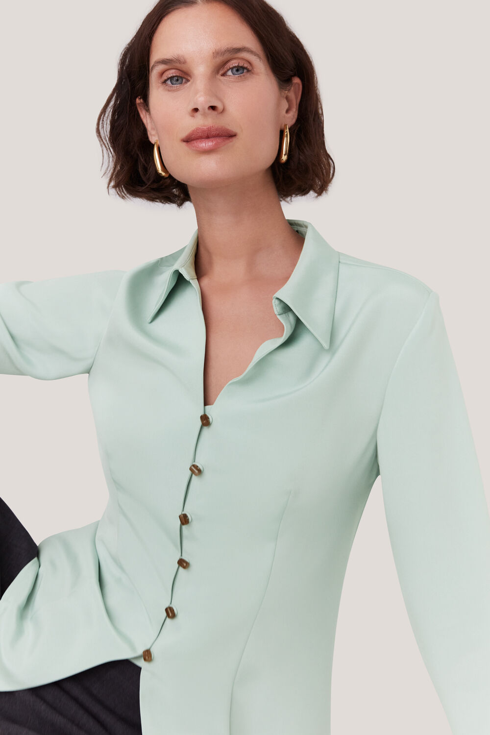 Silk Blend V Neck Shirt