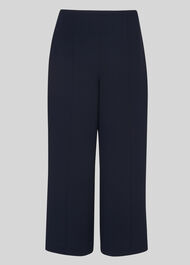 Flat Front Crop Trouser Navy