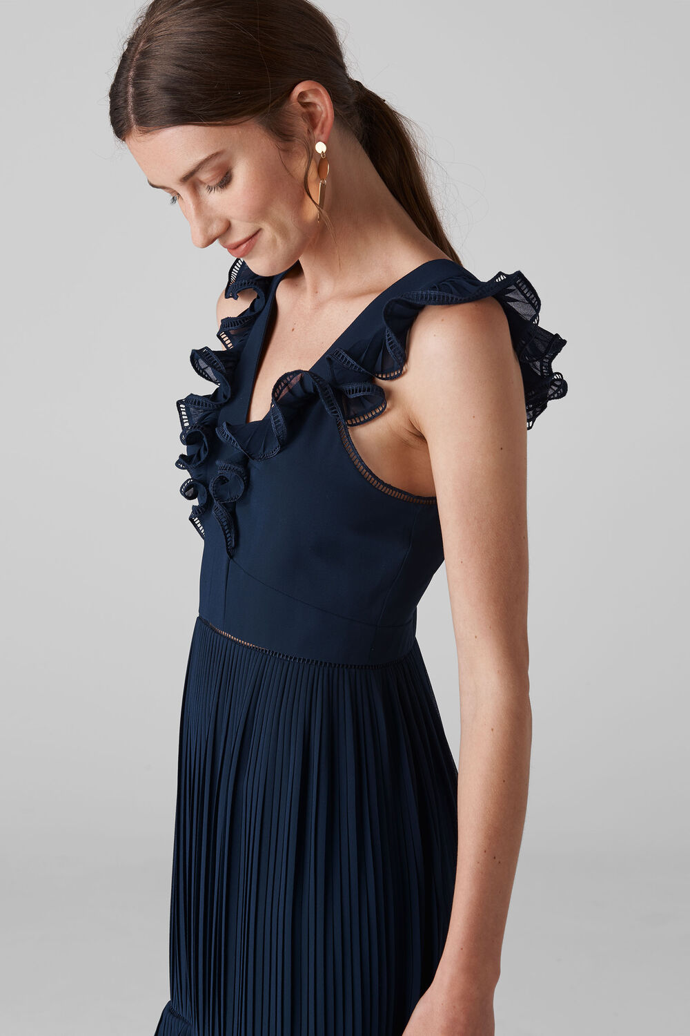 Florella Pleated Dress Navy