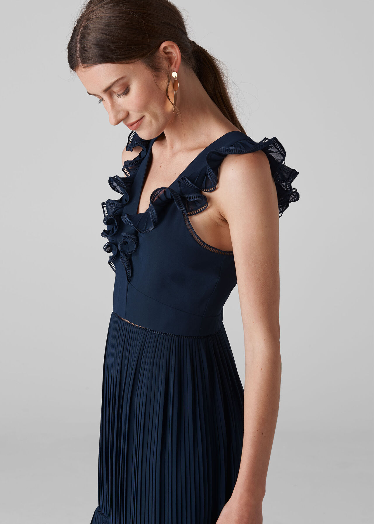 Navy Florella Pleated Dress WHISTLES