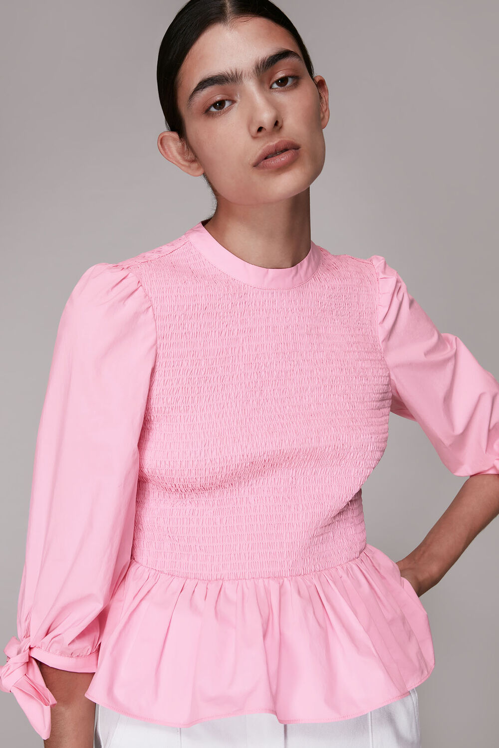 Shirred Detail Peplum Top