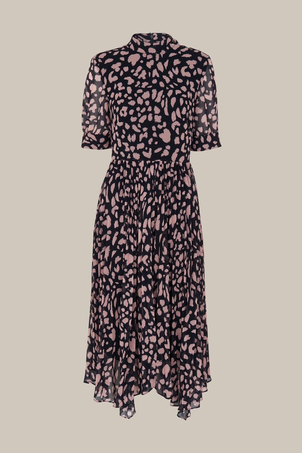Brushed Cheetah Pleated Dress Multicolour