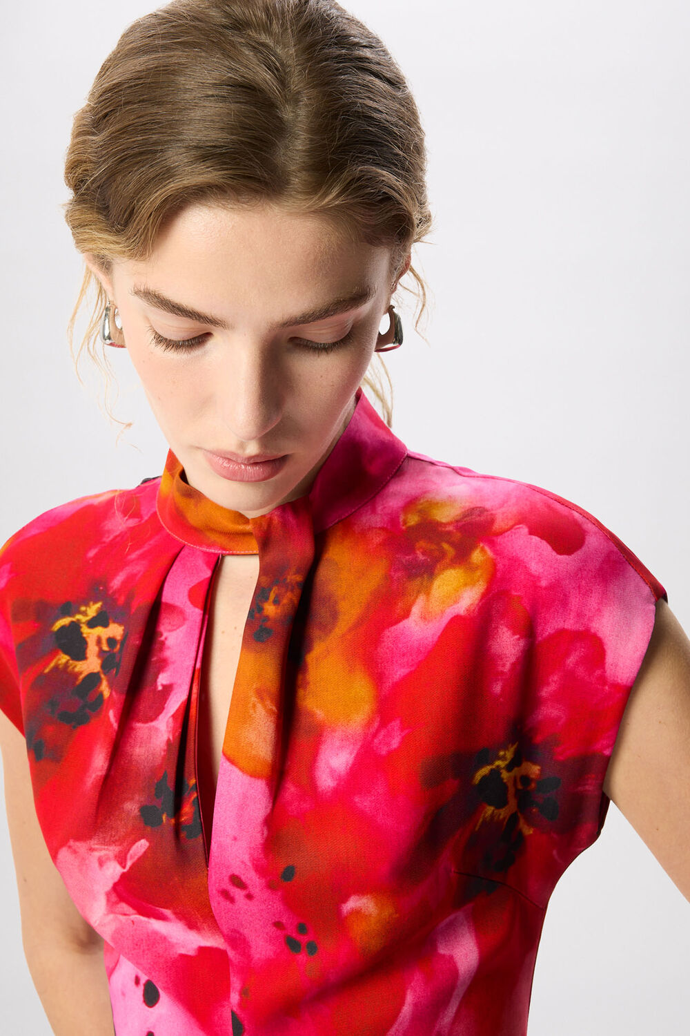 Pink Painterly Floral Midi Dress