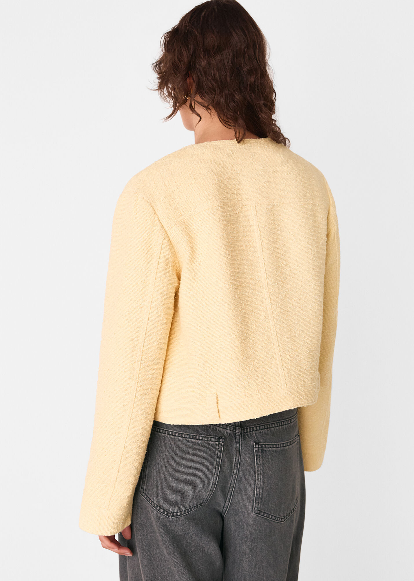 Butter Textured Collarless Jacket | WHISTLES | Whistles US |