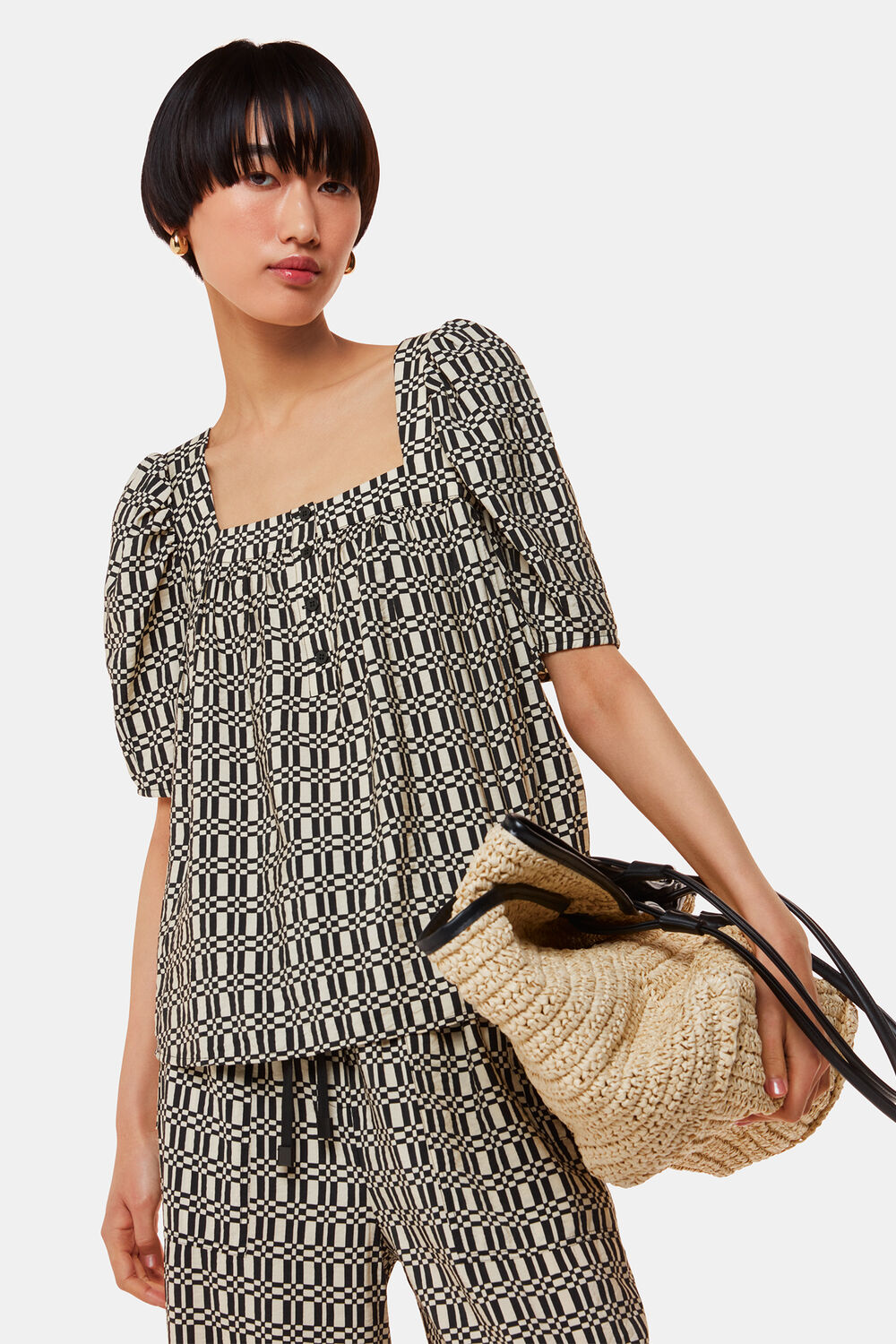 Link Check Square Neck Top