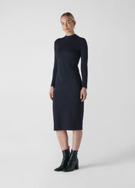 Animal Jacquard Jersey Dress Navy/Multi