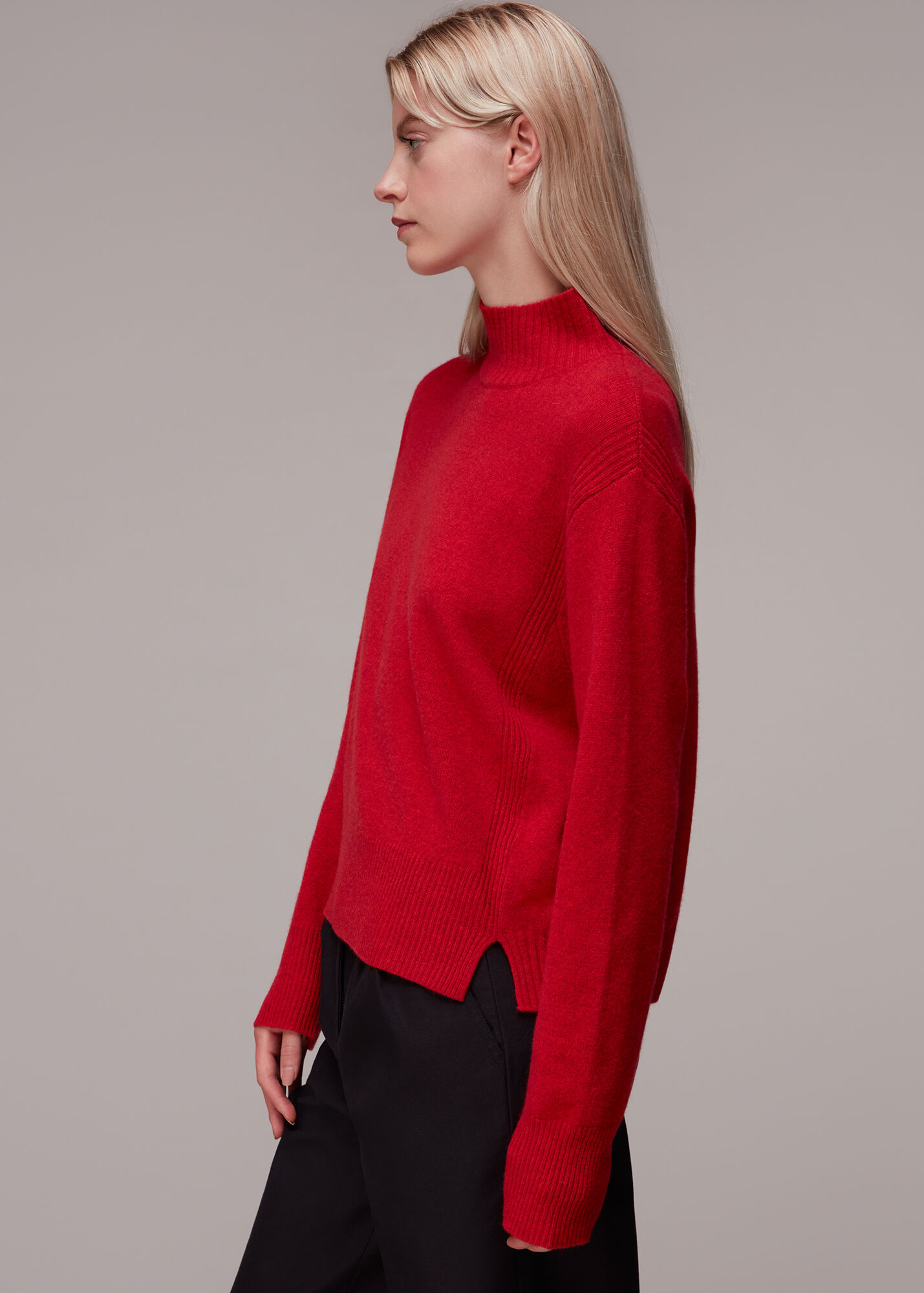 Red Ferne Wool Funnel Neck Jumper 