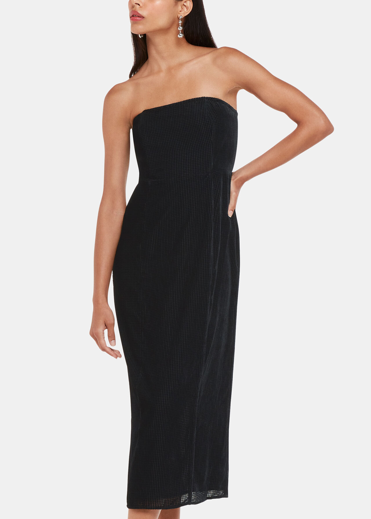 Bandeau Burnout Velvet Dress