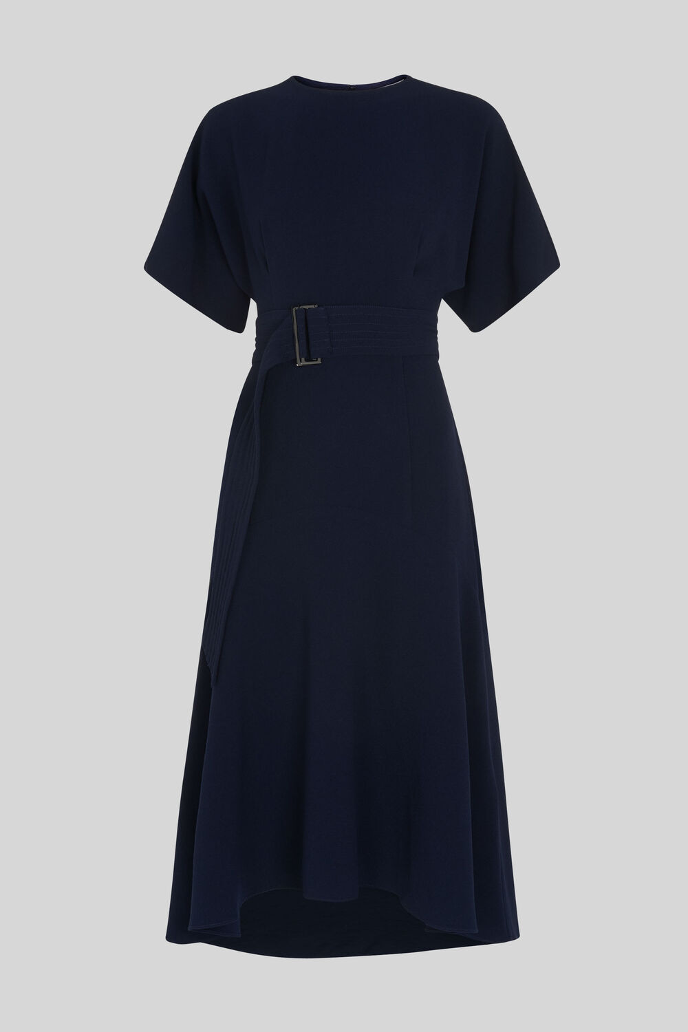 Belted Midi Dress Navy